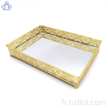 Plateau de vanité en miroir décoratif pour bijoux